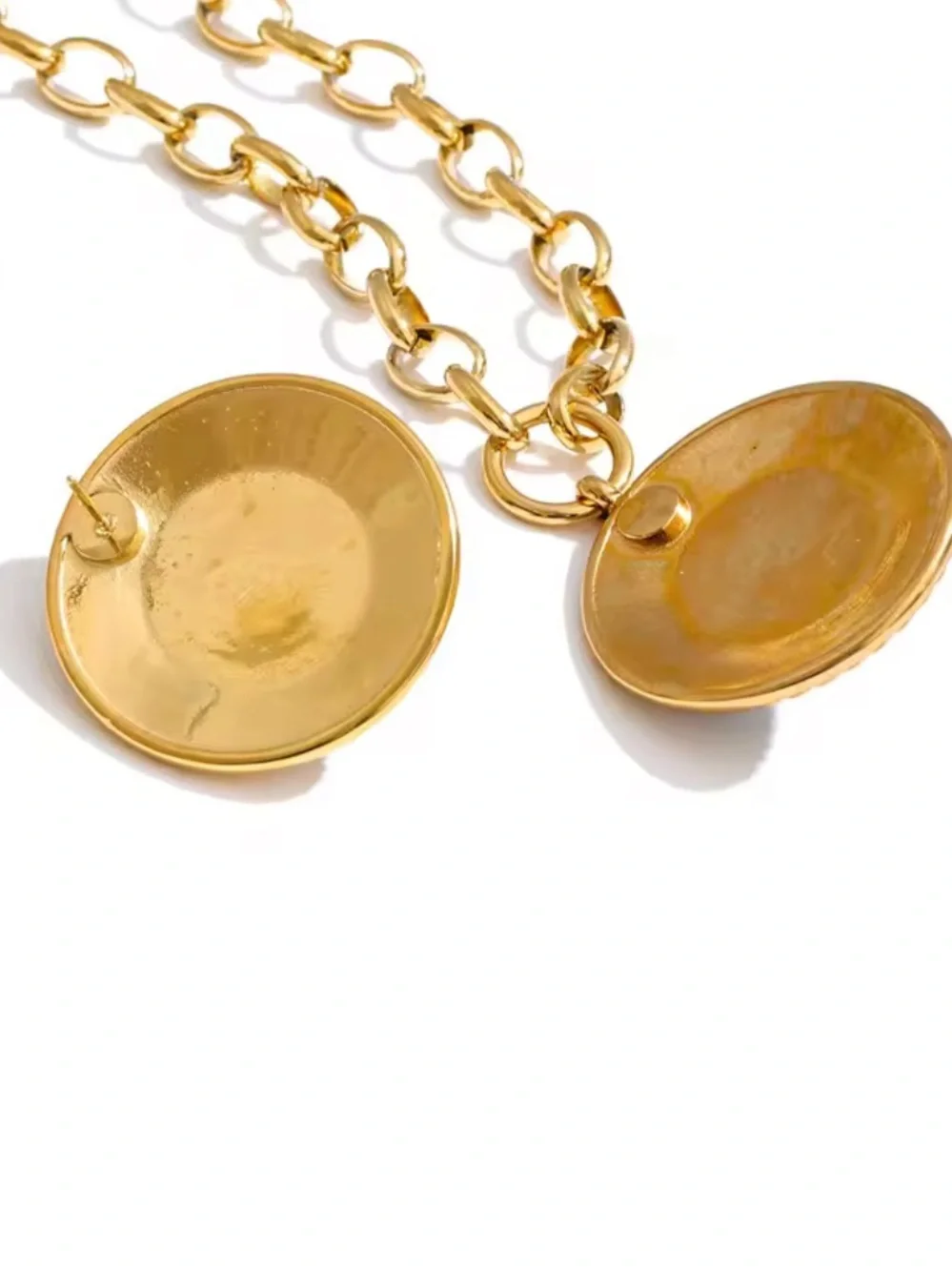 Luxury Gold Medallion Necklace Earrings Set